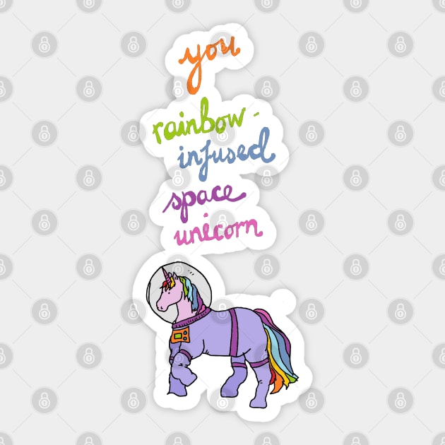 Leslie Knope compliment - space unicorn Sticker by JennyGreneIllustration